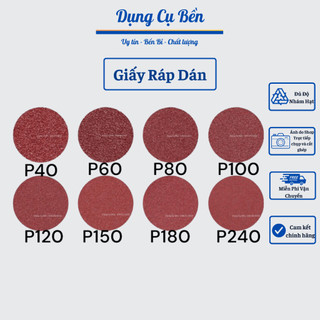 Giấy nhám dán tròn, giấy ráp siêu dính, độ nhám 40,60,80,100,120,150,180,240.