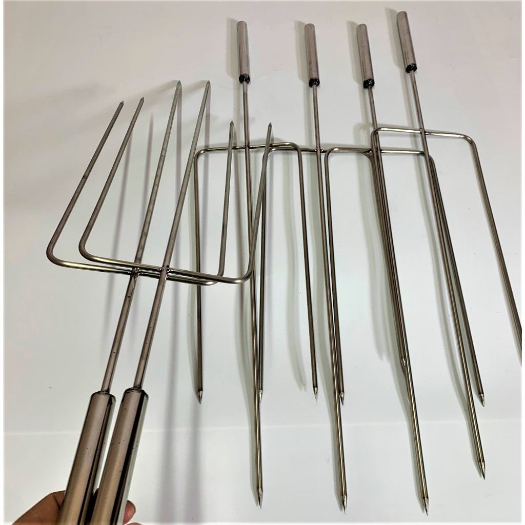 Xiên 3 chạc nướng gà, xiên nướng thịt inox chống gỉ, xiên nướng than hoa