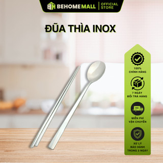 Bộ đũa thìa behomemall - đũa dẹt 23cm và thìa hàn quốc bằng inox 410