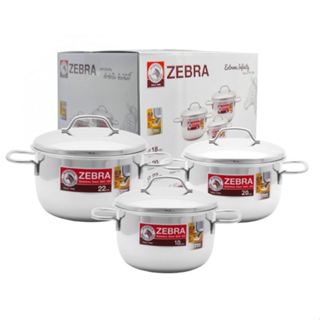 Bộ 3 nồi inox 304 Zebra Thái Lan Extreme Infinity 18+20+22cm, nhập khẩu Thái Lan-180826