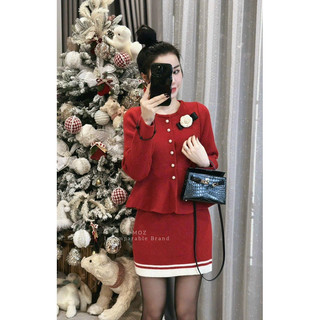 Set váy len dạ ép kèm tag hoa hàng qc loại 1 mã s137
