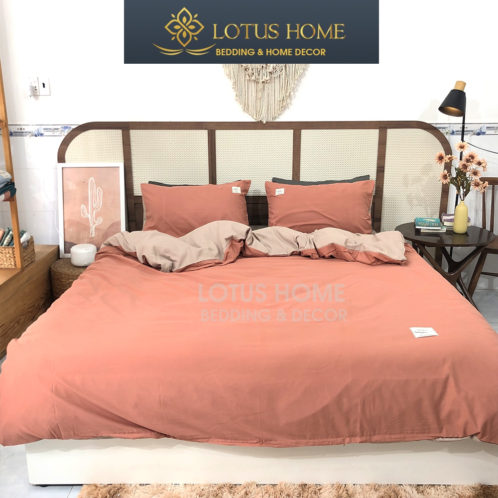 Bộ chăn ga gối Cotton Tici hàn quốc trơn màu vintage nhiều size ga trải giường m2 m4 m6 m8 Lotus Home