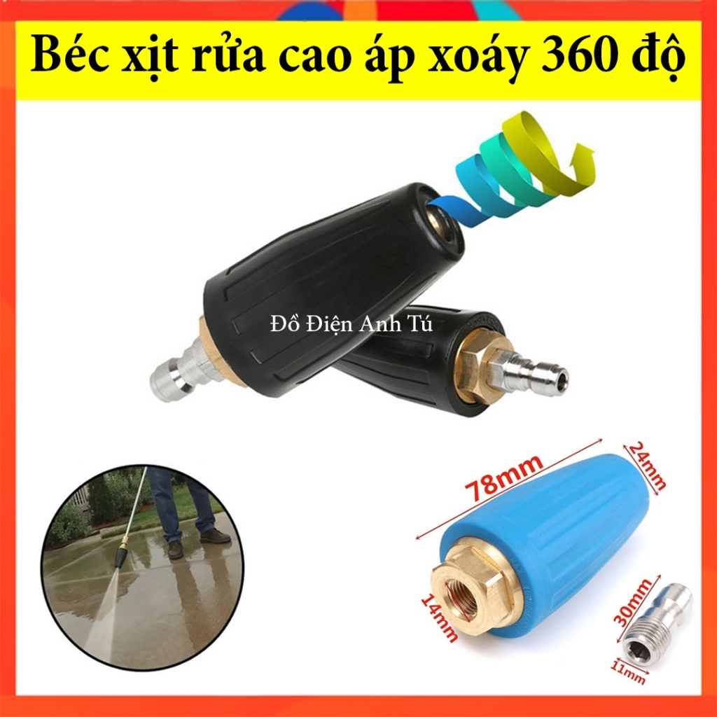 Đầu béc cao áp xoay nước 360 độ - Béc xịt rửa cao áp xoáy Turbo 360 độ chịu áp lực ( Loại Tốt )