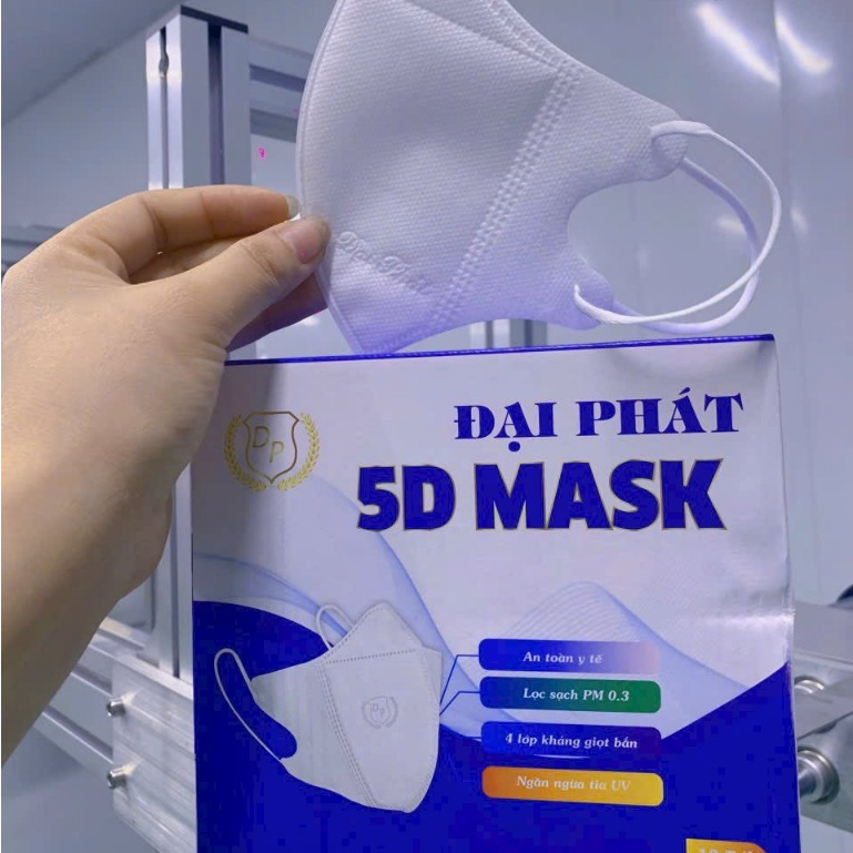 Khẩu trang 5D💥GIá Sỉ 💥 thùng 200 chiếc khẩu trang 5D Đại Phát 3 lớp, kháng khuẩn, chống bụi mịn, không đau tai