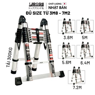 Thang nhôm rút chữ A Jiroshi Nhật Bản từ 3m8 đến 7m2, thang rút đôi chữ a gấp gọn cao cấp phiên bản new 2023