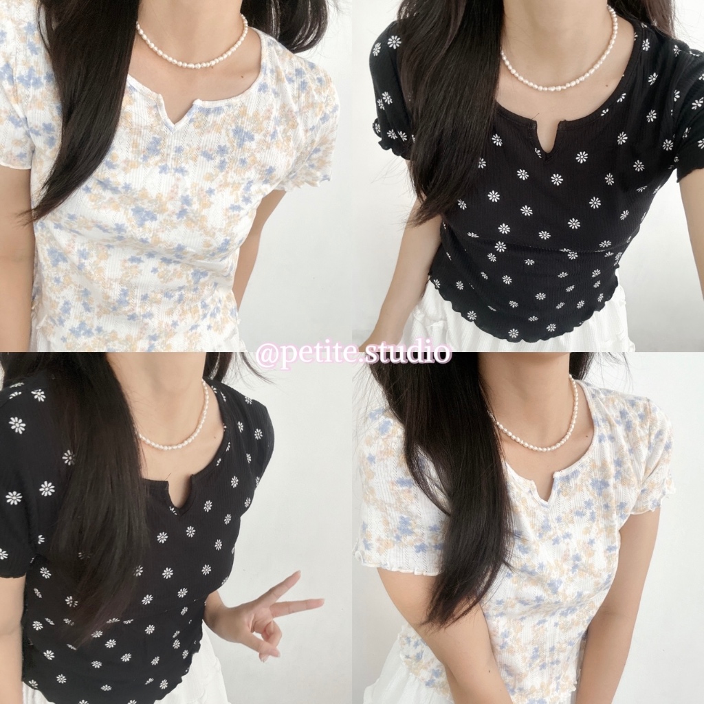 Áo babytee hoạ tiết hoa nhí basic phong cách hàn quốc