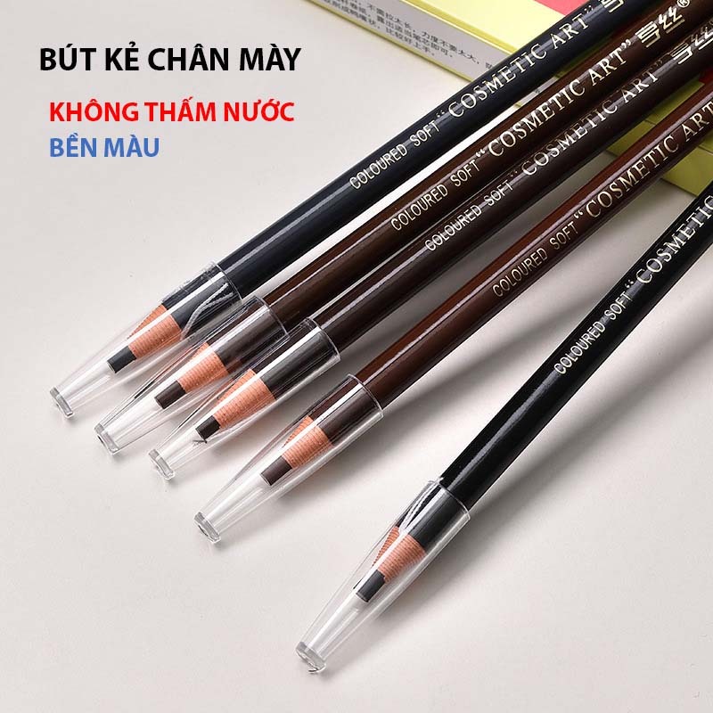 Bút chì kẻ lông mày dây rút chống nước không nhòe bằng gỗ tiện lợi