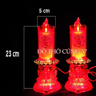 Đèn cầy chiêu tài màu đỏ d2 - điện