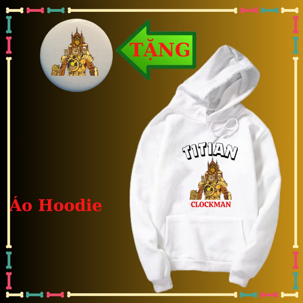 Áo thun dài tay trẻ em in hình Skibidi Toilet Titan TV Man Titan Speakerman titan Cameraman, chất nỉ lót bông mềm, có mũ