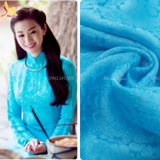 Lụa hoa cúc màu xanh nước biển Nhaxasilk - CU28