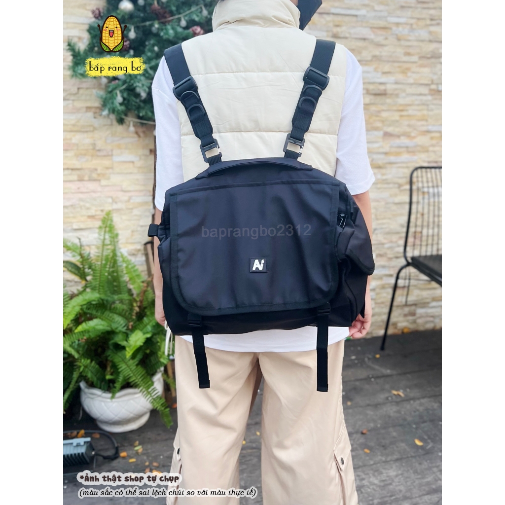 Túi đeo chéo balo vải dù nilon trượt nước kháng nước unisex nam nữ đeo vai đựng sách đi học dây kéo balo hộp phong cách