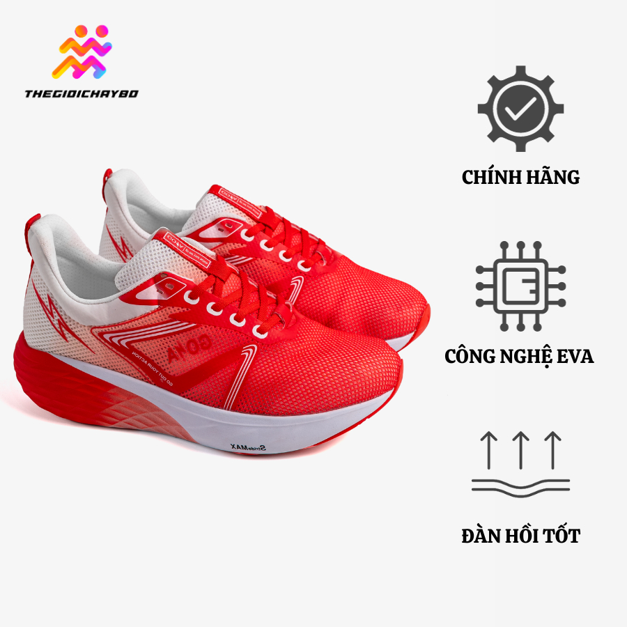 Giày Chạy bộ GOYA Strides 2 - Đỏ Trắng
