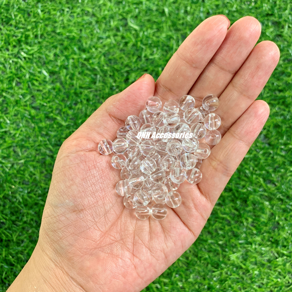 Gói 10g hạt nhựa tròn trong suốt dùng làm vòng tay, trang sức thủ công DIY