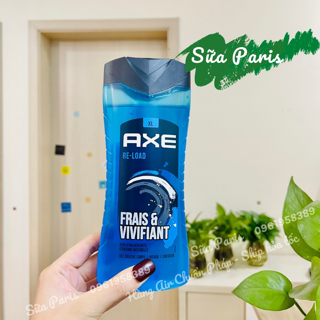 Sữa tắm nam axe 3in1, bản nội địa pháp, sữa tắm quý ông Pháp_Sữa Paris Aderma