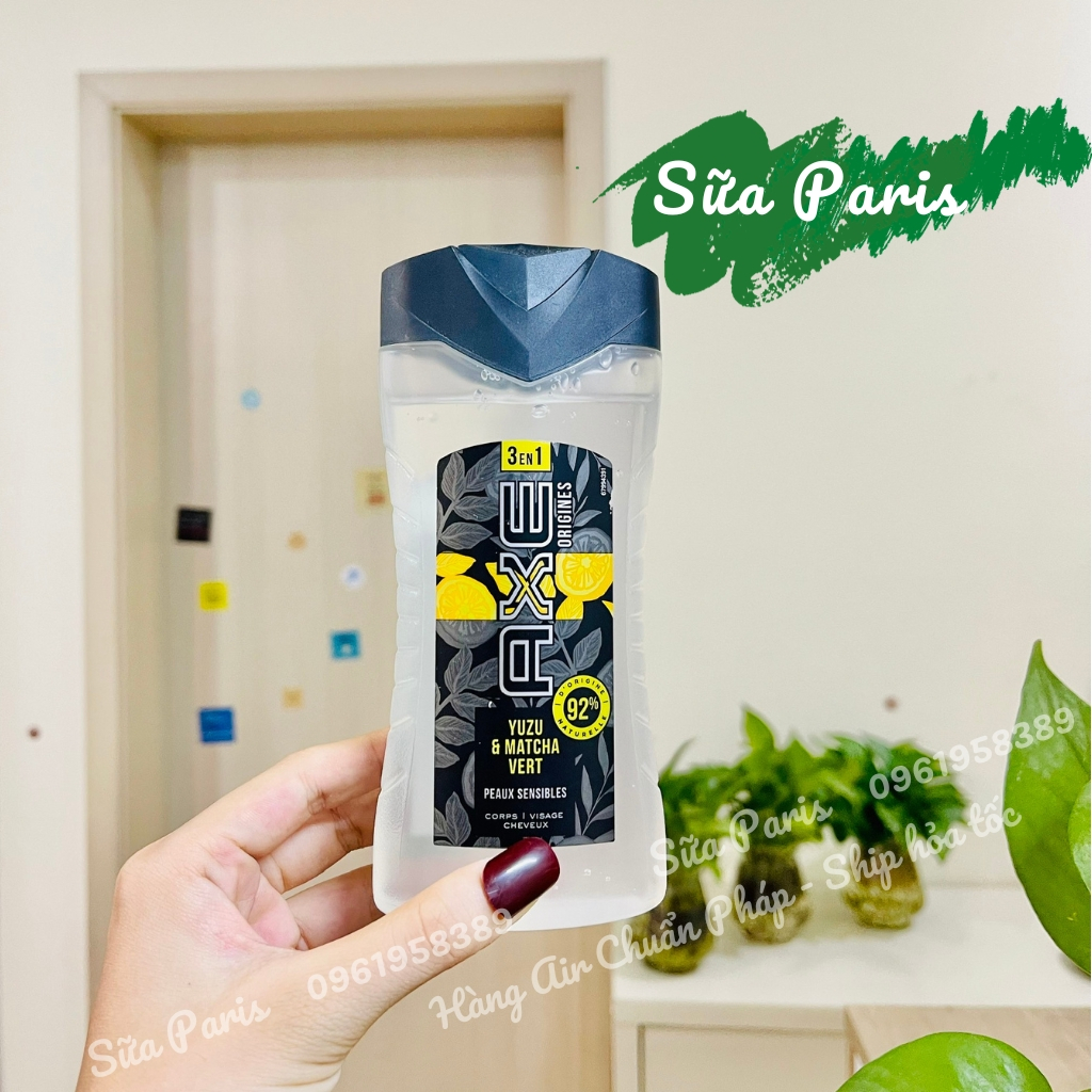 Sữa tắm nam axe 3in1, bản nội địa pháp, sữa tắm quý ông Pháp_Sữa Paris Aderma