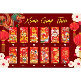Lì xì  may mắnTết 2024 nhiều mẫu đẹp giá rẻ COMBO 10 chiếc giao mẫu ngẫu nhiên
