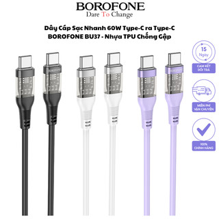 Cáp sạc trong suốt 60w borofone bu37 type-c to type-c bảo hành 12 tháng