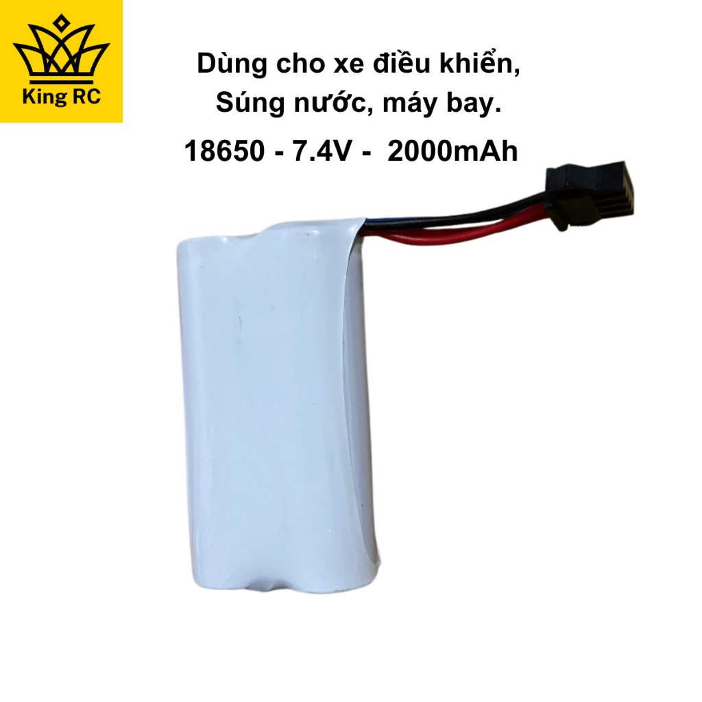 Pin sạc dung lượng cao 7.4v 2000mah 18650 SM-4P dùng cho xe điều khiển từ xa , súng nước, đồ chơi trẻ em  PIN02