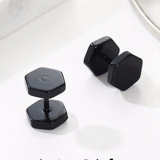 Bông tai nút đen tạ lục giác hàng rẻ đẹp cá tính phụ kiện unisex