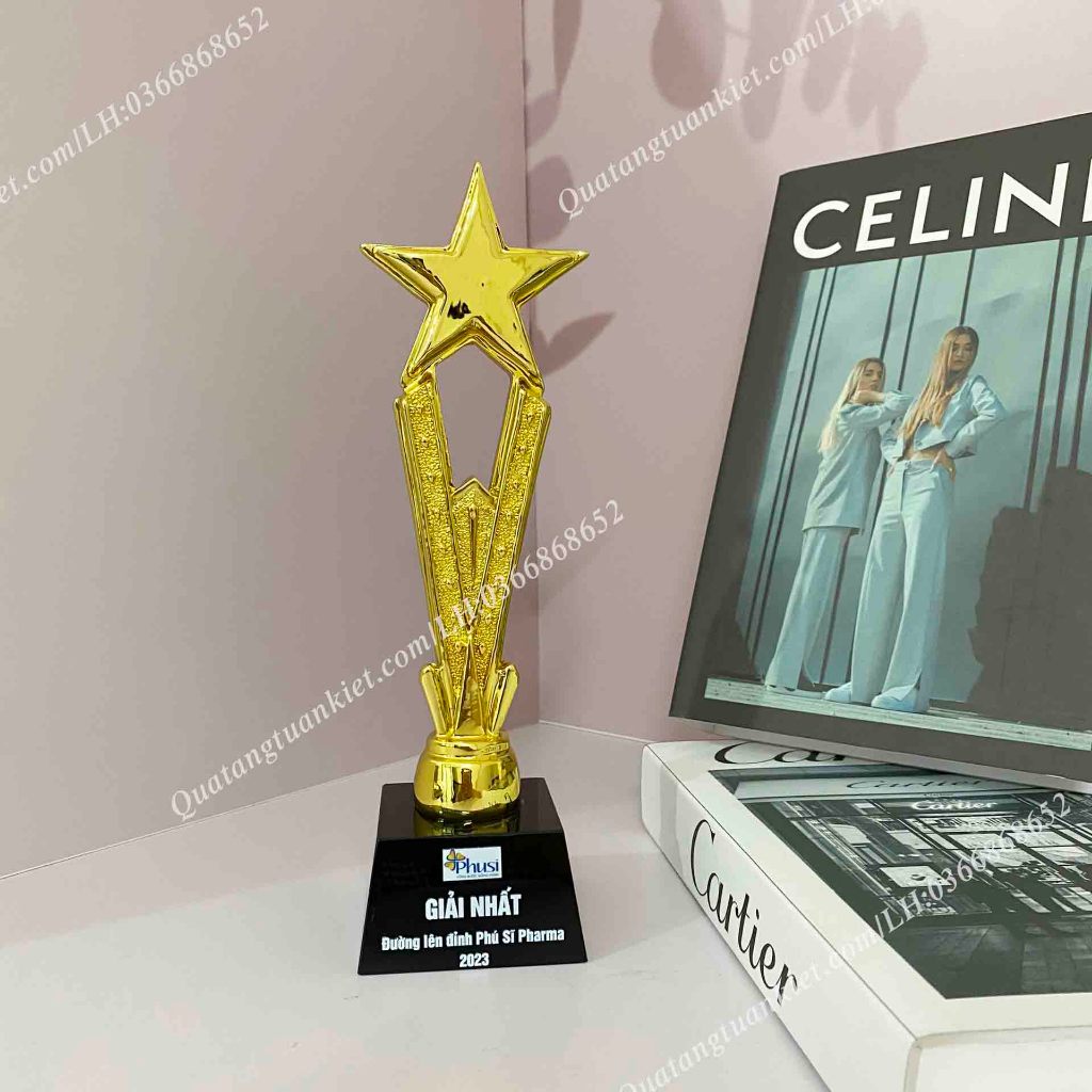 Cúp Vinh Danh Composite Sao Thân V Mạ Vàng