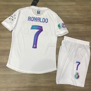  Bộ quần áo bóng đá AL NASSR trắng thun mè HD  mẫu th3  in tên RONALDO số 7 