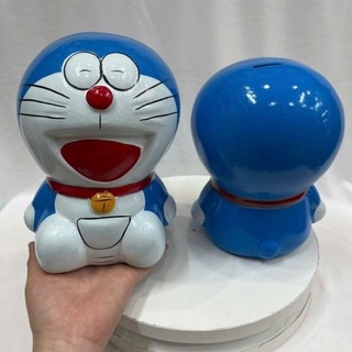 heo đất Doremon xanh nhỏ sơn phủ bóng đẹp (ngang 12 cm cao 20")