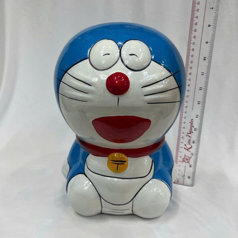 HEO ĐẤT TIẾT KIỆM HÌNH ĐORÊMON LỚN BÓNG ĐẸP BỀN MÀU LOẠI 1 (CAO 30 CM NGANG 20 CM)