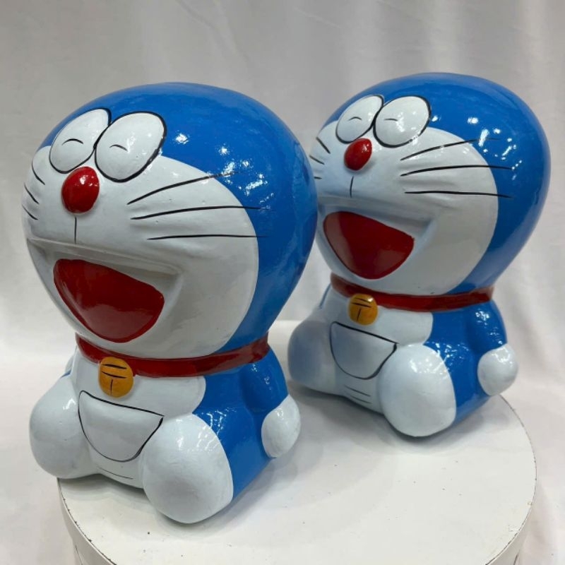 Heo đất Doremon xanh nhỏ sơn phủ bóng đẹp