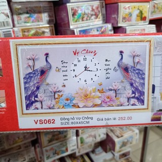 Tranh đính đá-Tranh thêu chữ thập đồng hồ Vợ Chồng (LV3167,vs062)