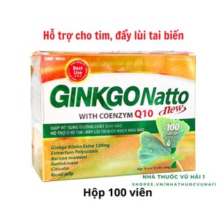 [Viên uống] GINKGO NATTO NEW WITH COENZYM Q10, Tăng cường tuần hoàn máu não | HỘP 100 VIÊN
