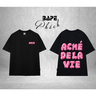 ÁO THUN ADLV CHỮ CHẢY HỒNG VÀ CHỮ CHẢY XANH FORM RỘNG UNISEX - BAPE PHẾCH