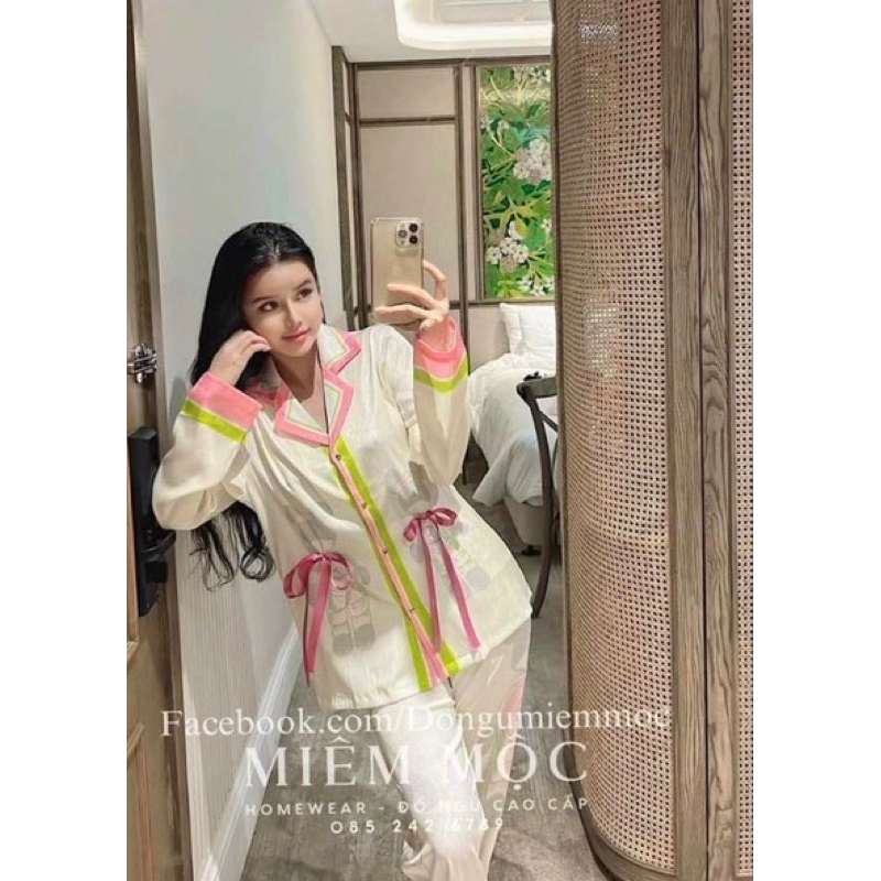 Bộ mặc nhà tiểu thư lụa siêu sang sale