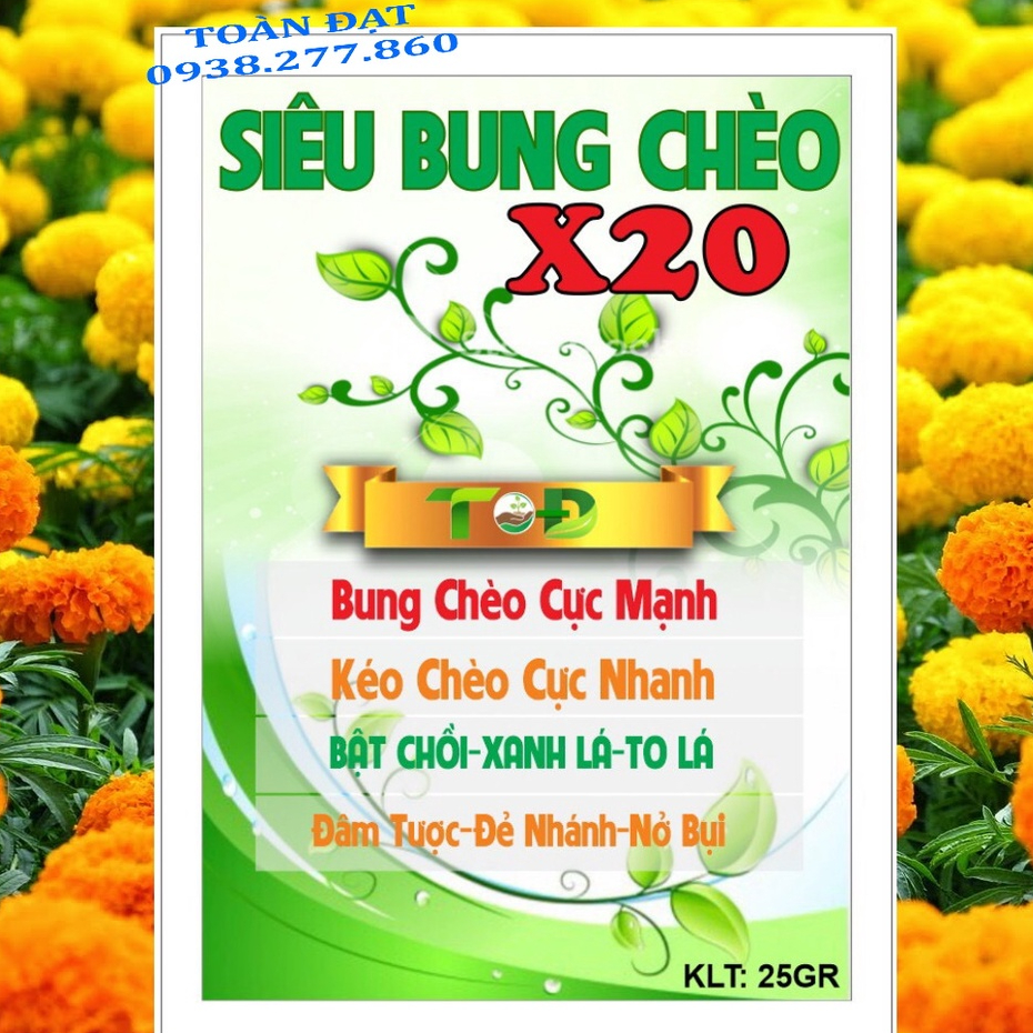 Phân Bón Siêu Bung Chèo Vọt Đọt (gói 25g), Bật chồi nhanh - đâm tược mạnh dùng cho vạn thọ, hoa kiểng, rau màu...