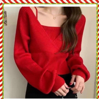   YEM1  Áo thun len tăm nữ cổ chữ V tay bồng tiểu thư cá tính phong cách Ulzzang Hàn Quốc  Áo trễ vai bo tăm diện noel 