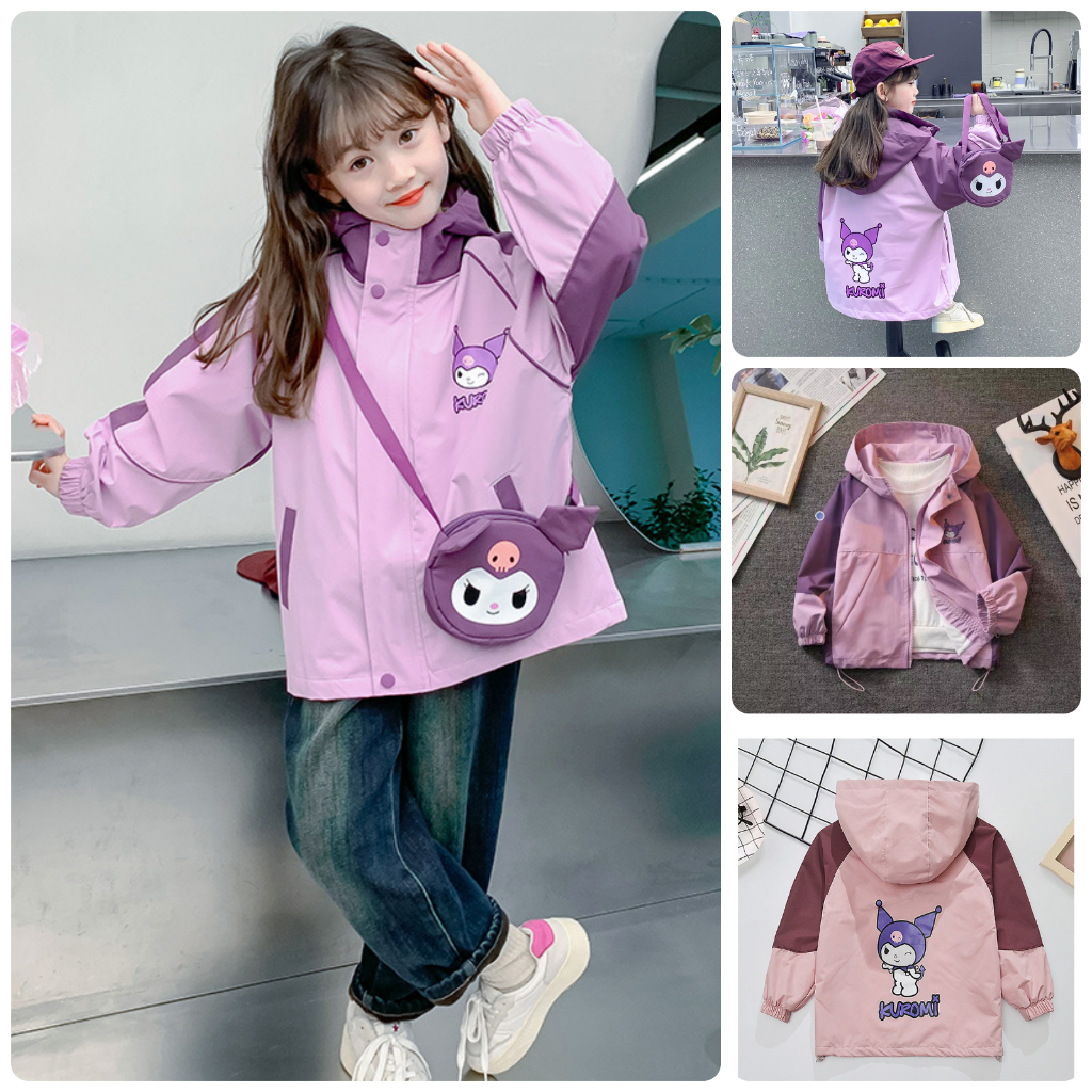 áo khoác bé gái lớn áo khoác kuromi size đại có mũ AK65 size 120-170 20-45 kg thời trang trẻ em hàng quảng châu