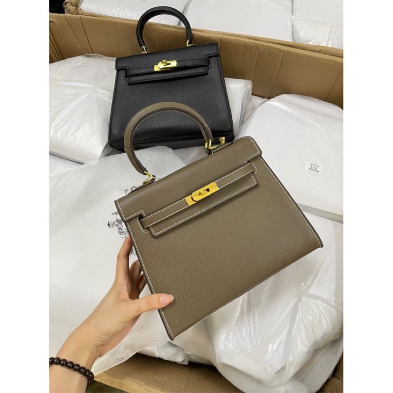 Túi Kelly size 25 dáng cao tag bạc - tag vàng hàng QC cao cấp