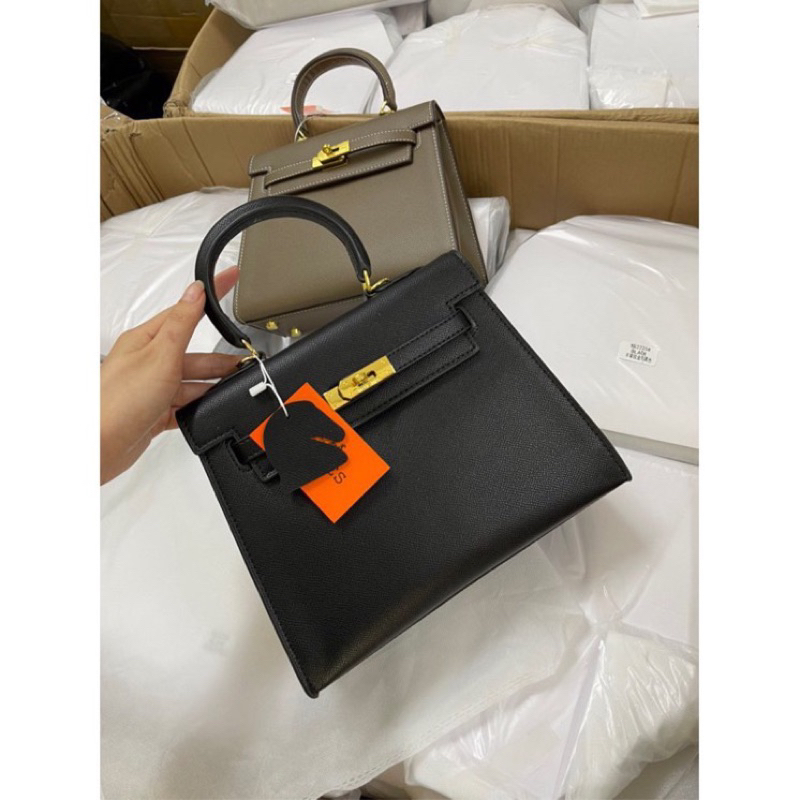 Túi Kelly size 25 dáng cao tag bạc - tag vàng hàng QC cao cấp