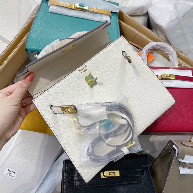 Túi Kelly size 25 dáng cao tag bạc - tag vàng hàng QC cao cấp