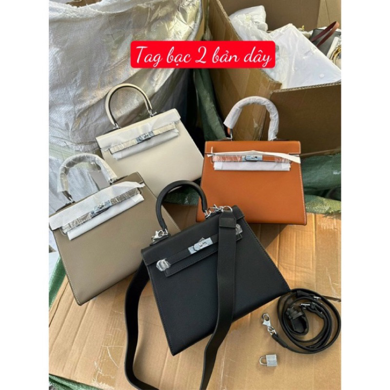 Túi Kelly size 25 dáng cao tag bạc - tag vàng hàng QC cao cấp