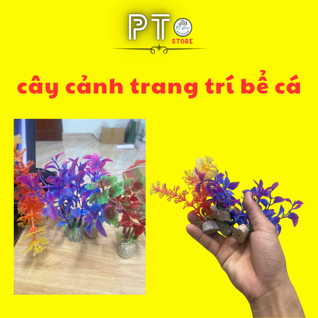 Cây nhựa nhỏ xinh trang trí bể cá cảnh bể cá mini