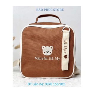 Balo thêu tên bé vuông style Hàn Quốc/Balo thêu tên/Balo thêu tên theo yêu cầu/Balo cho bé đủ màu