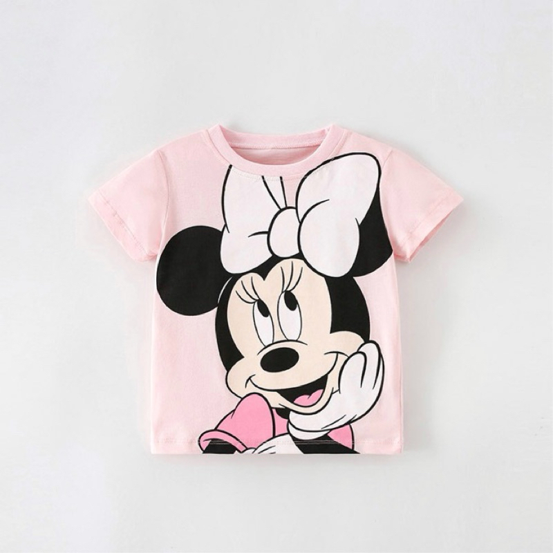 Áo thun cotton bé gái hồng mickey