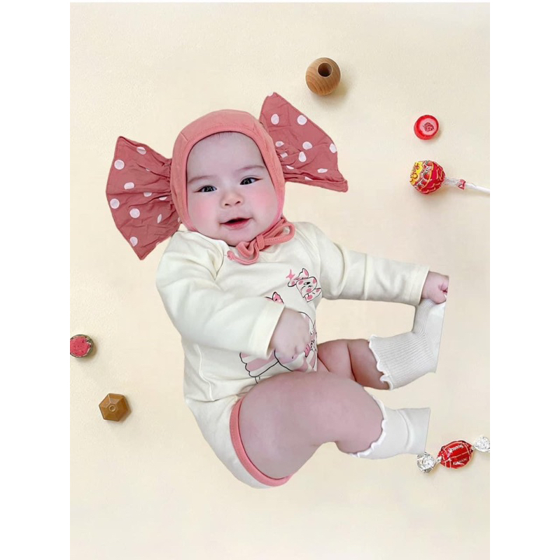 Suit Kẹo Nơ Kèm Mũ Cover Cực Yêu Cho Bé