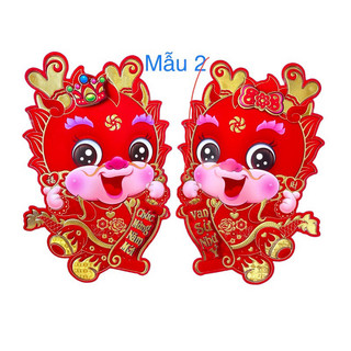 Bộ hình dán nổi hình hai chú RỒNG SONG LONG trang trí tết năm GIÁP THÌN 2024 trang trí tết chữ Việt