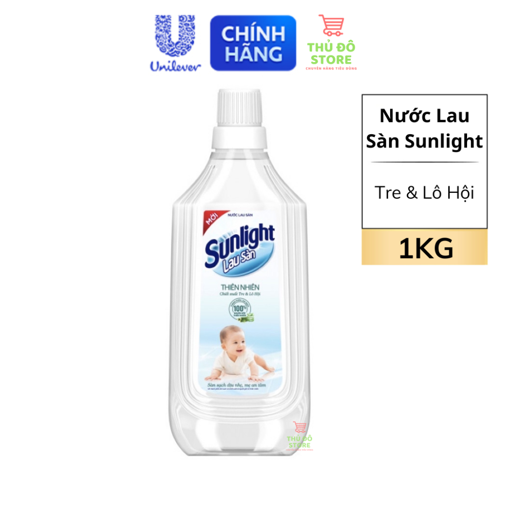 Nước Lau Sàn Sunlight Thiên Nhiên Trắng Tre & Lô Hội - Chai 1KG