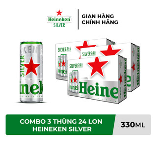 Combo 3 thùng 24 lon bia Heineken Silver 330ml/lon