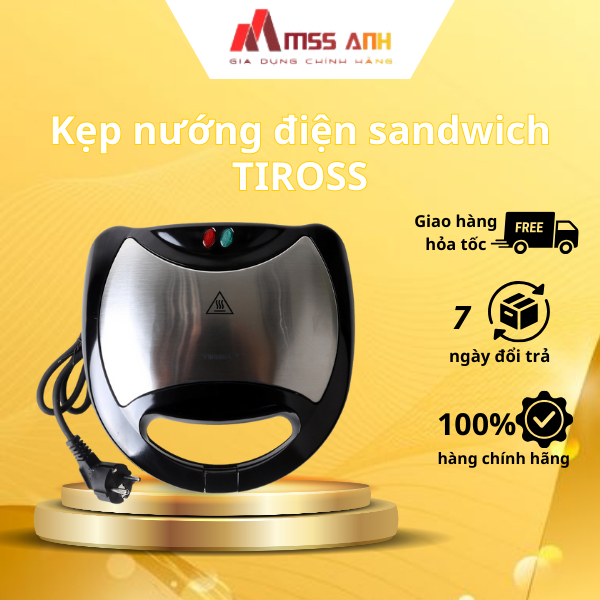 Kẹp nướng điện sandwich 4 in 1 TIROSS TS513, công suất 750W, Hàng chính hãng, Bảo hành 12 tháng