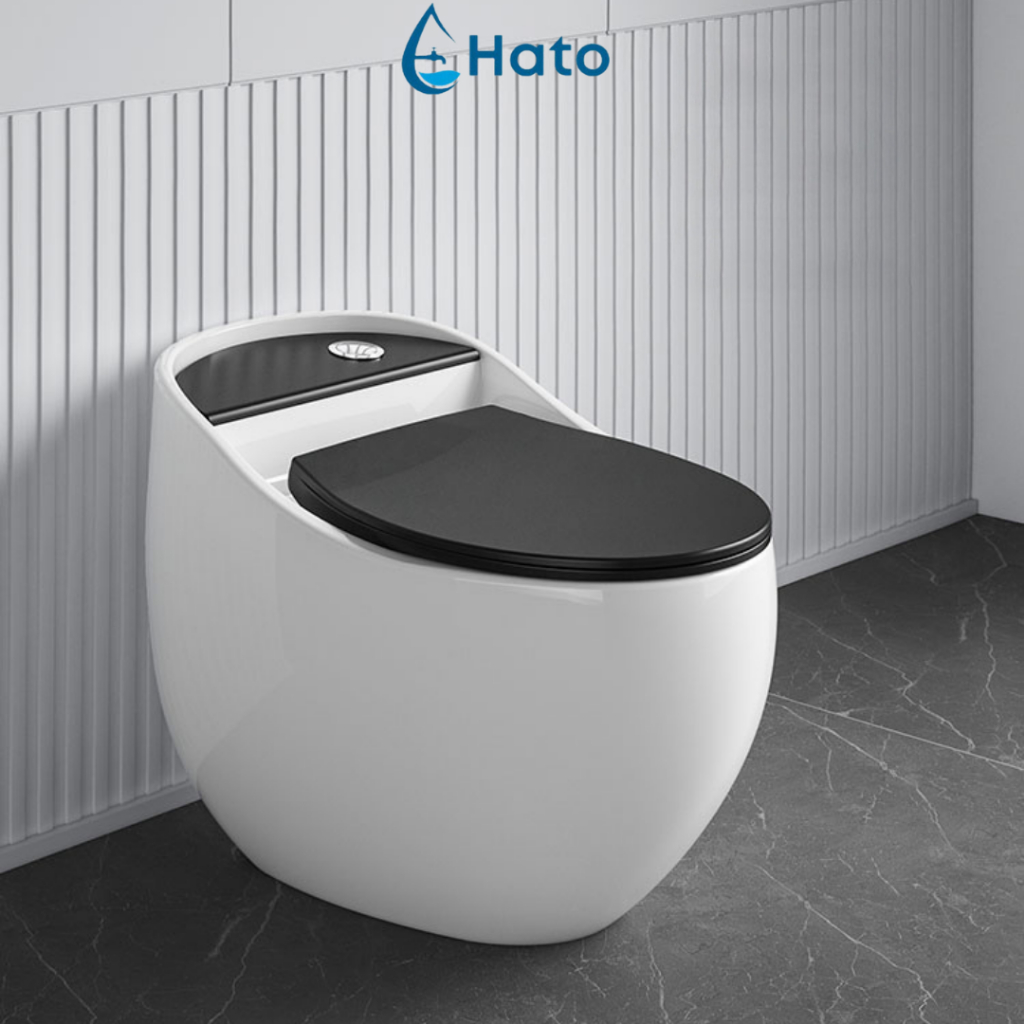 Bồn Cầu Trứng HATO , Bồn Cầu Nguyên Khối Bền Chắc , Chất Liệu Gốm Tráng Men Chống Ố Vàng , Hệ Thống Xả Đa Điểm , Xả Mạnh
