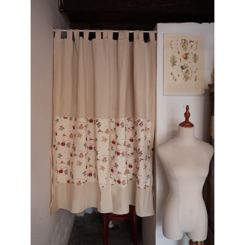 Rèm cửa thô mộc be Vintage.