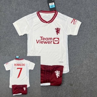 Bộ Quần Áo Bóng Đá Trẻ Em CLB Manchester United Trắng 2023 - Vải Mè Cao Cấp